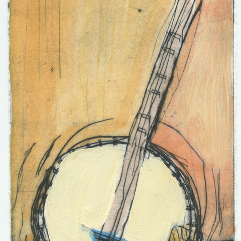 Old Banjo
drypoint/acrylic
