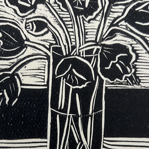 Tulips relief print